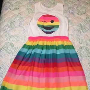 Emoji rainbow print dress. Size large (10/12)